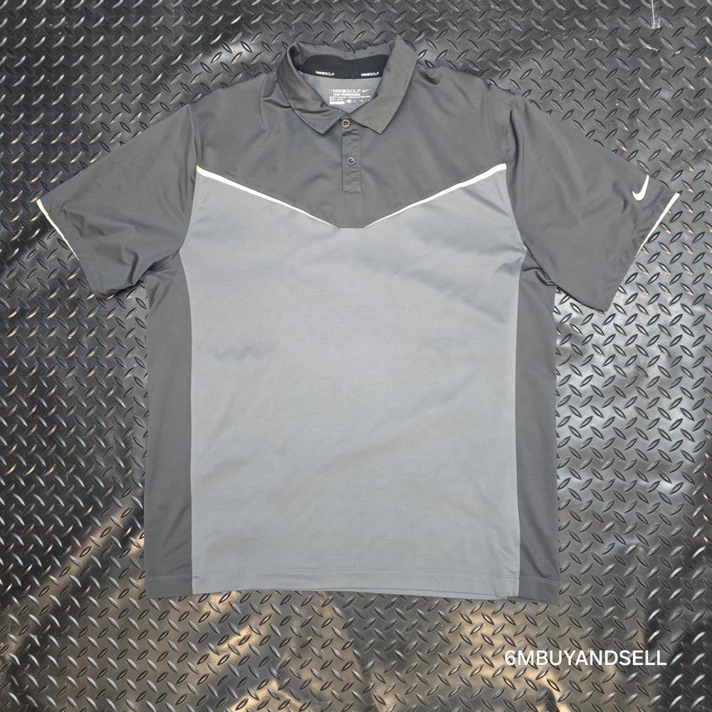 Nike Golf Tour Performance Dri-FIT Polo Shirt Grey Neon Yellow 620079-021 XL - Picture 2 of 13